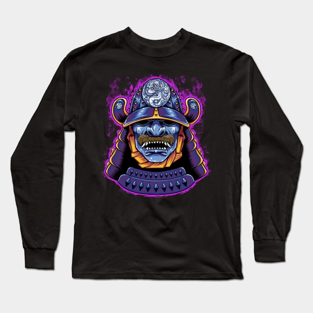 Blue Dragon Samurai Long Sleeve T-Shirt by Andriu